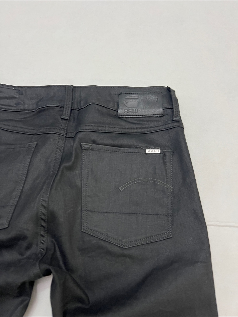 G-Star Raw 3301 Mid Skinny Black Coated Wax Moto Jeans jeggings women’s size - Picture 6 of 12